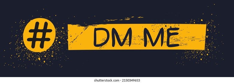 DM Me (Direkte Nachricht im privaten) Hashtag-Text, Vektorgrafik.