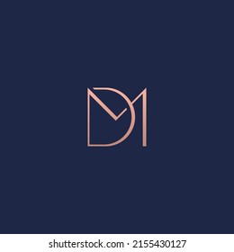 DM monogram fashion logo with gold gradient color and feminine accent