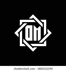 logotipo de monograma DM con cuadrado abstracto alrededor de la plantilla de diseño