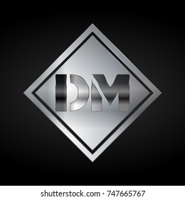 DM Monogram, Silver Logo, Metal Logo, Luxury, Elegant, Abstract, square