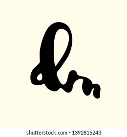DM monogram.Signature style logo with handwritten lowercase letter d and letter m.Typographic lettering icon isolated on light background.Calligraphic alphabet initials.Bold line script sign.