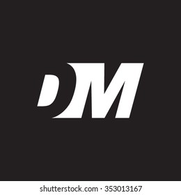 DM negative space letter logo black background