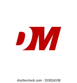 DM negative space letter logo red