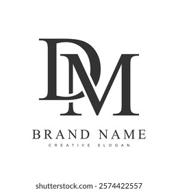 DM trendy logotype template. Initial letter d and m classic font style. Creative logo for company name or identity. Vector illustration.