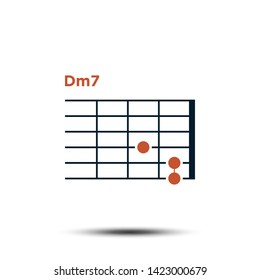 Dm7, Basic Guitar Chord Chart Icon Vector Template