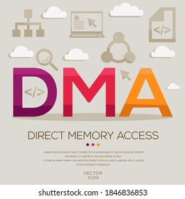 DMA mean (Direct Memory Access) Computer and Internet acronyms ,letters and icons ,Vector illustration.
