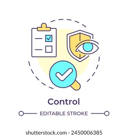 DMAIC control phase multi color concept icon. Quality monitoring, process management. Task accomplishment. Round shape line illustration. Abstract idea. Graphic design. Easy to use in infographic