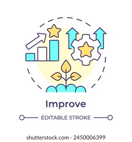 DMAIC improve phase multi color concept icon. Solution development, profitability. Operational efficiency. Round shape line illustration. Abstract idea. Graphic design. Easy to use in infographic