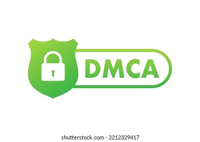 DMCA - Digital Millennium Copyright Act. Copywriter and freelancer. Intellectual property. Vector stock illustration.