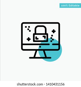 Dmca Protection, Monitor, Screen, Lock turquoise highlight circle point Vector icon