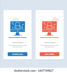 Dmca Protection, Monitor, Screen, Lock  Blue and Red Download and Buy Now web Widget Card Template