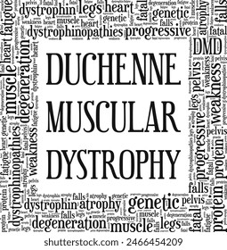 DMD Duchenne Muscular Dystrophy word cloud conceptual design isolated on white background.