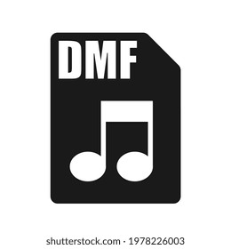 DMF Black File Icon, Flat Design Style