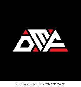 DMF triangle letter logo design with triangle shape. DMF triangle logo design monogram. DMF triangle vector logo template with red color. DMF triangular logo Simple, Elegant, and Luxurious design.