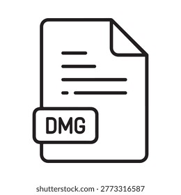 dmg file icon document with dmg label line art style