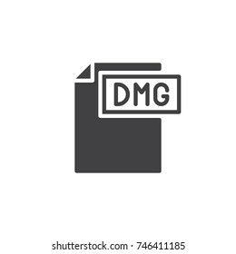 Dmg format document icon vector, filled flat sign, solid pictogram isolated on white. File formats symbol, logo illustration.