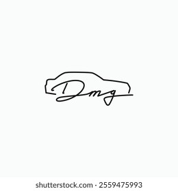 DMG Initial letter with car line logo design concept