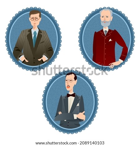Dmitri Shostakovich, Igor Stravinsky, Pyotr Tchaikovsky. Famous Russian musicians. Vector illustration

 Stock photo © 