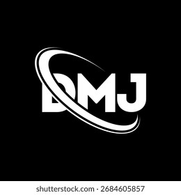 Logotipo de DMJ. Carta de DMJ. Diseño de logotipo de la letra DMJ. Logotipo de DMJ inicial enlazado con el círculo y el logotipo del monograma en mayúsculas. Tipografía DMJ para tecnología, negocio y marca inmobiliaria.