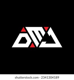 DMJ triangle letter logo design with triangle shape. DMJ triangle logo design monogram. DMJ triangle vector logo template with red color. DMJ triangular logo Simple, Elegant, and Luxurious design.