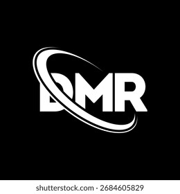 Logotipo DMR. Carta DMR. Design do logotipo da letra DMR. Logótipo DMR inicial ligado ao círculo e monograma maiúsculo. DMR-tipografia para marca de tecnologia, negócios e imóveis.