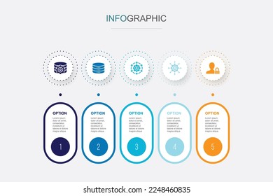 DMS, data, system, management, privacy, icons Infographic design layout design template. Creative presentation concept with 5 steps