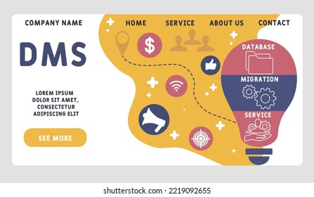 DMS - Database Migration Service acronym. business concept background.  vector illustration concept with keywords and icons. lettering illustration with icons for web banner, flyer, landing