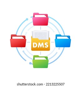 DMS document management system. Digital business. Cloud storage icon. Digital data. Vector stock illustration.