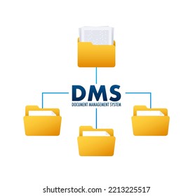 DMS document management system. Digital business. Cloud storage icon. Digital data. Vector stock illustration.