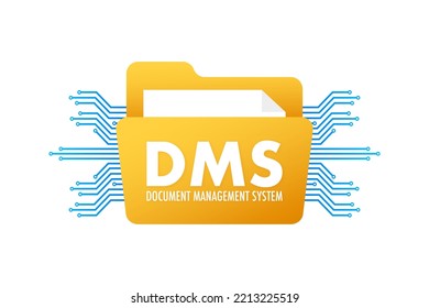 DMS document management system. Digital business. Cloud storage icon. Digital data. Vector stock illustration.