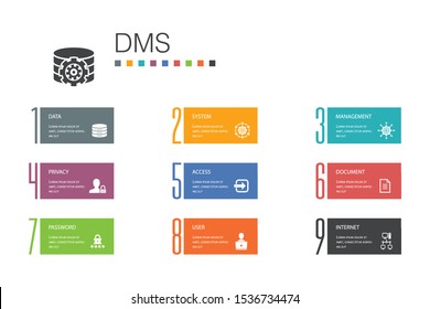 DMS Infographic 10 option line concept.system, management, privacy, password simple icons