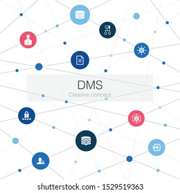 DMS trendy web template with simple icons. Contains such elements as system, management, privacy