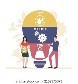 DMT - Dry Metric Ton acronym. business concept background. vector illustration concept with keywords and icons. lettering illustration with icons for web banner, flyer, landing pag