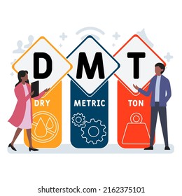 DMT - Dry Metric Ton acronym. business concept background. vector illustration concept with keywords and icons. lettering illustration with icons for web banner, flyer, landing pag