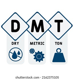 DMT - Dry Metric Ton acronym. business concept background. vector illustration concept with keywords and icons. lettering illustration with icons for web banner, flyer, landing pag