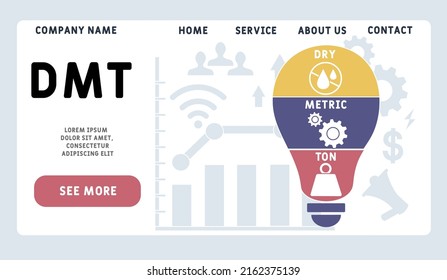 DMT - Dry Metric Ton acronym. business concept background. vector illustration concept with keywords and icons. lettering illustration with icons for web banner, flyer, landing pag