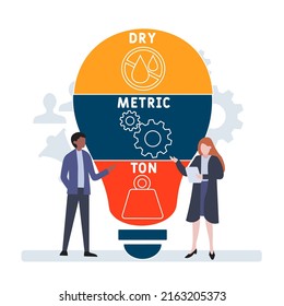 DMT - Dry Metric Ton acronym. business concept background. vector illustration concept with keywords and icons. lettering illustration with icons for web banner, flyer, landing pag