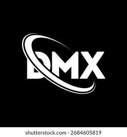 Logotipo DMX. Carta DMX. Design do logotipo da letra DMX. Logotipo DMX inicial ligado com círculo e logotipo monograma maiúsculo. Tipografia DMX para tecnologia, negócios e marca imobiliária.