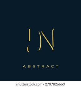 DN Abstractas diseño de logotipo dorado. Abstractas composición de símbolos de oro sobre un fondo azul marino oscuro