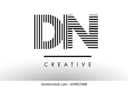 DN D N Black and White Letter Logo Design with Vertical and Horizontal Lines.
