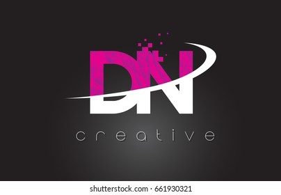 DN D N Creative Letters Design. White Pink Letter Vector Illustration.