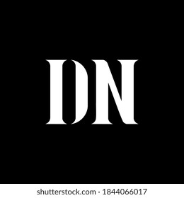 DN D N Buchstaben Logo Design. Anfangsbuchstabe DN uppercase Monogramm Logo weiß Farbe. DN Logo, D N Design. DN, D N	