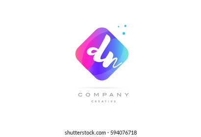dn d n  pink blue rhombus abstract 3d alphabet company letter text logo hand writting written design vector icon template 
