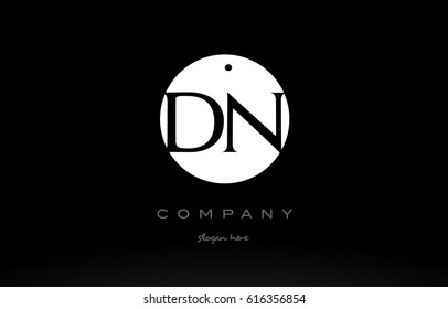 DN D N simple black white circle background alphabet company logo design vector icon template