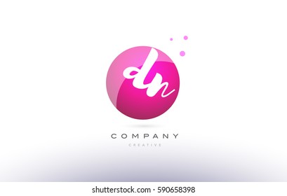 dn d n  sphere pink 3d alphabet company letter combination logo hand writting written design vector icon template 