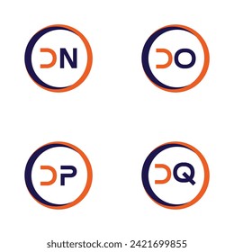 DN, DO, DP, DQ Carta Logotipo Conjunto Monograma . icono, letra, vector, tecnología, negocios, arte, símbolo, conjunto de diseño.