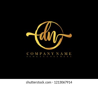 DN initial handwriting logo circle template vector