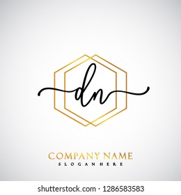 DN Initial Handwriting logo template vector
