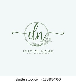 DN Initial handwriting logo vector