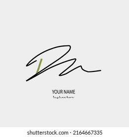 Dn Letra inicial logotipo de escritura a mano modelo vectorial